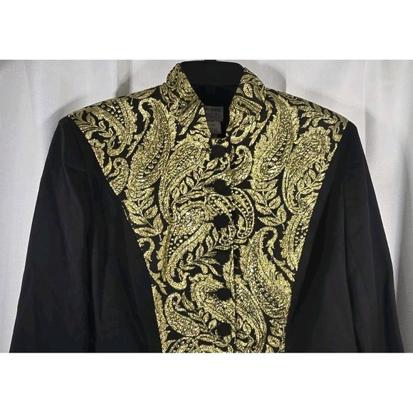 Vintage Hobby Horse Western Rodeo Show Jacket Blazer Black Gold Metallic Large‎ - Picture 3 of 9
